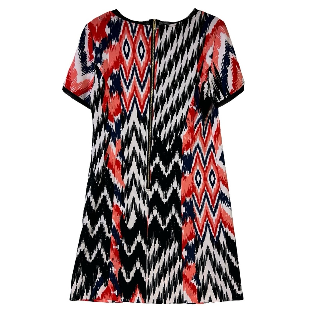 Jones New York Dress Size 8 Red Blue White‎ Geometric Print Short Sleeve - Picture 9 of 14
